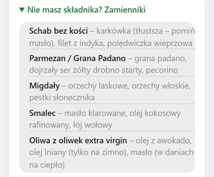 Zamienniki pod każdym przepisem