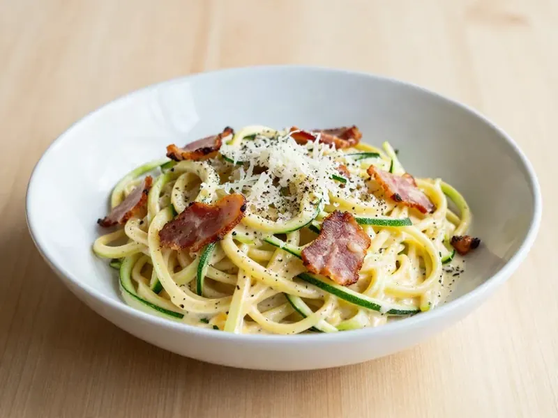 Carbonara z makaronem z cukinii