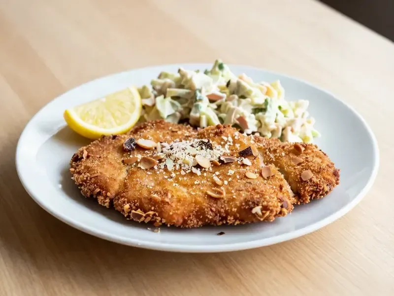 Schabowy w panierce z parmezanu, z colesławem